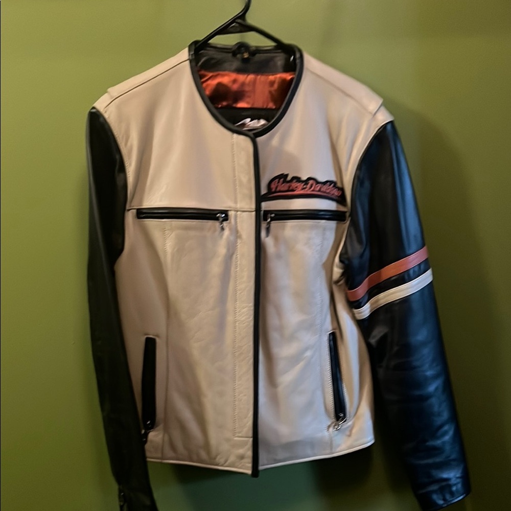 Harley Davidson cream leather  jacket